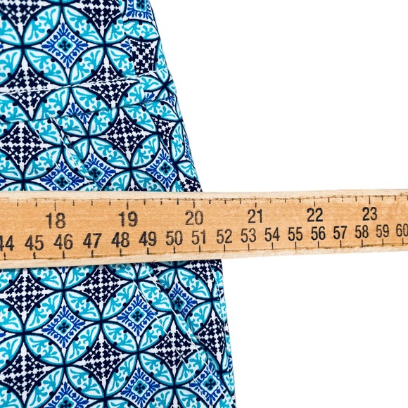 Talbots Blue White Geometric Skirt Women's Size 16 Summer Pockets Casual - Picture 5 of 8